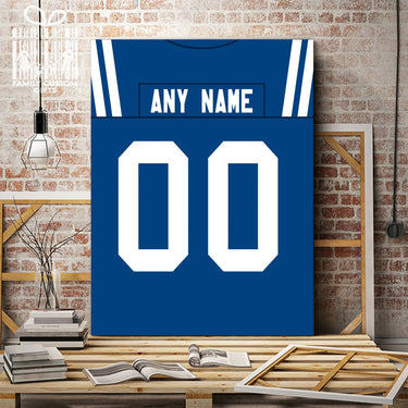 Indianapolis Jersey Custom Canvas Print Wall Art for Boy Girl Men Women Football Personalized Canvas Art
